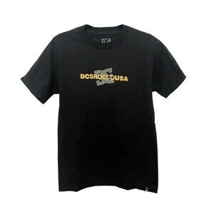 DC T-Shirt Men Black Yellow Sketchy Logo Size S New With Tags
